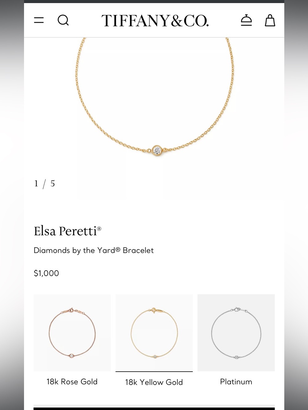 Tiffany & Co. Elsa Peretti Diamonds Bracelet - Yellow Gold
